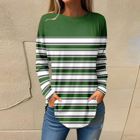 Topvent Tee Shirts For Women Fall Casual Long Sleeve Shirts Sweatshirt Vintage Graphic Printing Top Pullover