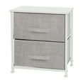 thumbnail image 2 of Flash Furniture Harris 2 Drawer Wood Top White Nightstand Storage Organizer with Cast Iron Frame and Light Gray Easy Pull Fabric Drawers, 2 of 11