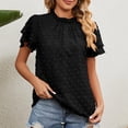 thumbnail image 4 of B91xZ Blouse Mode Grande Taille pour Femmes Manches Courtes Col Rond T-Shirts Serrés, Noir S, 4 of 4