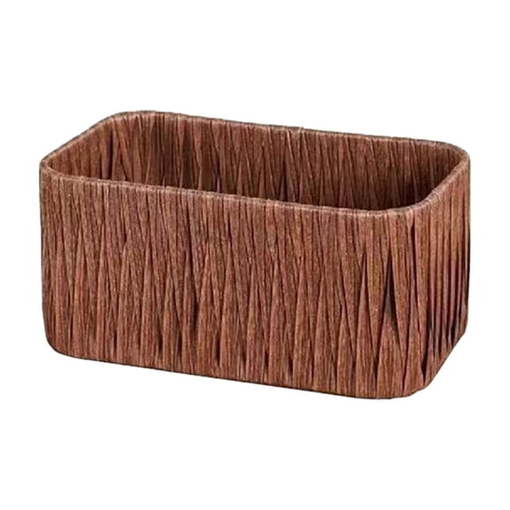 Yhmxh Textured Wood Grain Desktop Organizer Storage Box, Plastic Rectangular Desk Caddy Holder, Home Office Countertop Tidy Storage Container for Pens, Remote Controls, Stationery, Cosmetics