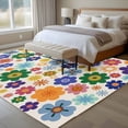 thumbnail image 4 of 5'x8' Area Rugs, Retro Bohemia Floral Indoor Outdoor Area Rug for Living Room Bedroom, Blue Purple Flowers Boho Style Beige Washable Bathroom Rugs Kitchen Floor Carpet Mats Home Decor Aesthetic, 4 of 8