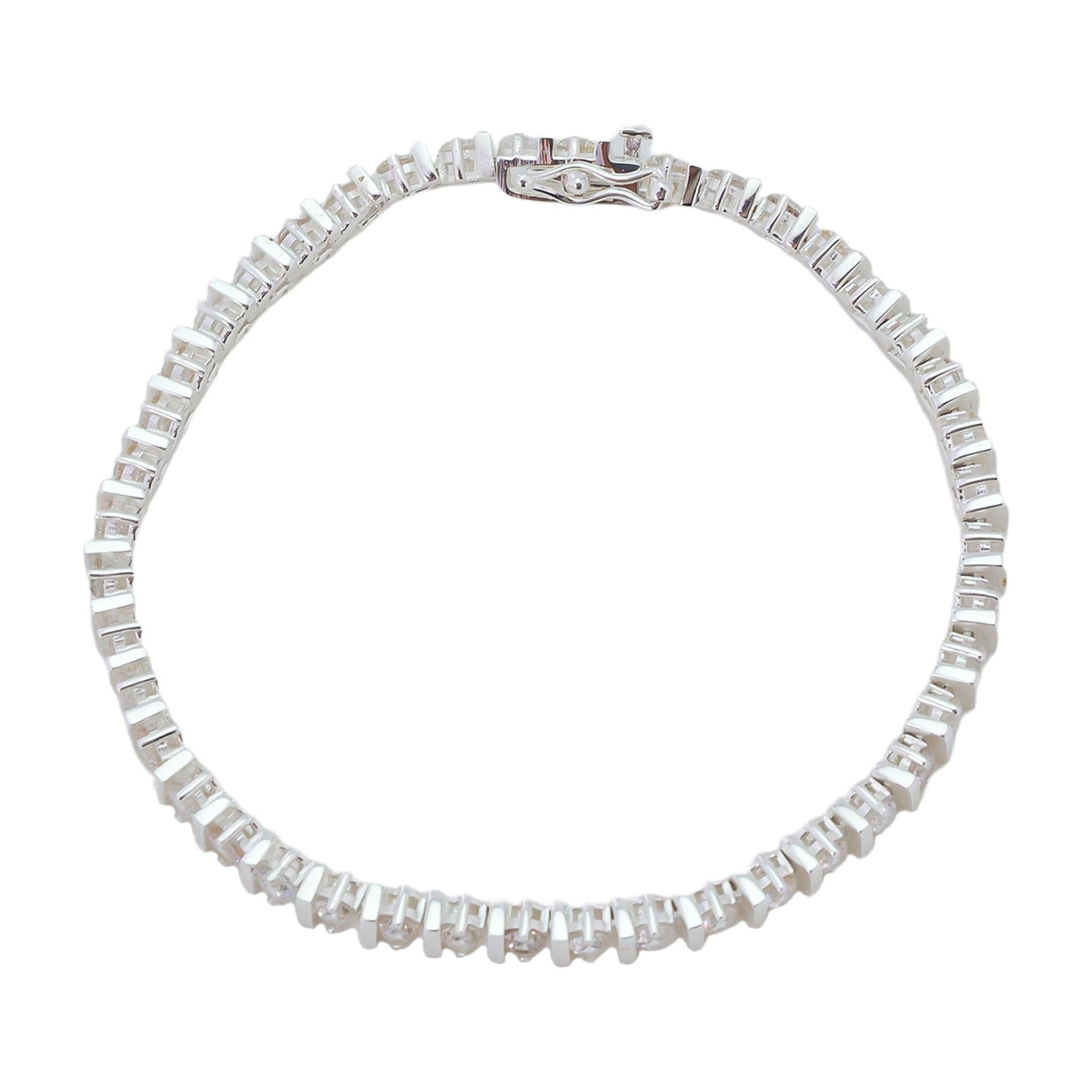 Believe by Brilliance Women's Silver Plated Cubic Zirconia Tennis Bracelet, 7.25"