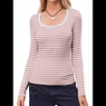 thumbnail image 3 of Camisas de Larga con Cuello Redondo para Mujer, Blusas Informales de Punto Acanalado de Corte Ajustado, Camisetas Básicas de Trabajo para Verano y Otoño. Rosa M, 3 of 8