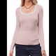 thumbnail image 3 of Camisas de Larga con Cuello Redondo para Mujer, Blusas Informales de Punto Acanalado de Corte Ajustado, Camisetas Básicas de Trabajo para Verano y Otoño. Rosa L, 3 of 8