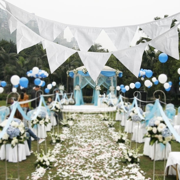12 banderas 3,2 m algodón blanco fiesta boda banderín banderines decoración Wdftyju Libre de BPA
