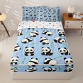 thumbnail image 2 of Manfei Kawaii Panda Zipper Full Size Comforter Sets with Fitted Sheet and 2 Pillowcases, Cartoon Animals Zipper Bedding Set, Light Blue, Polkadot Reversible, 4-Piece, 2 of 7