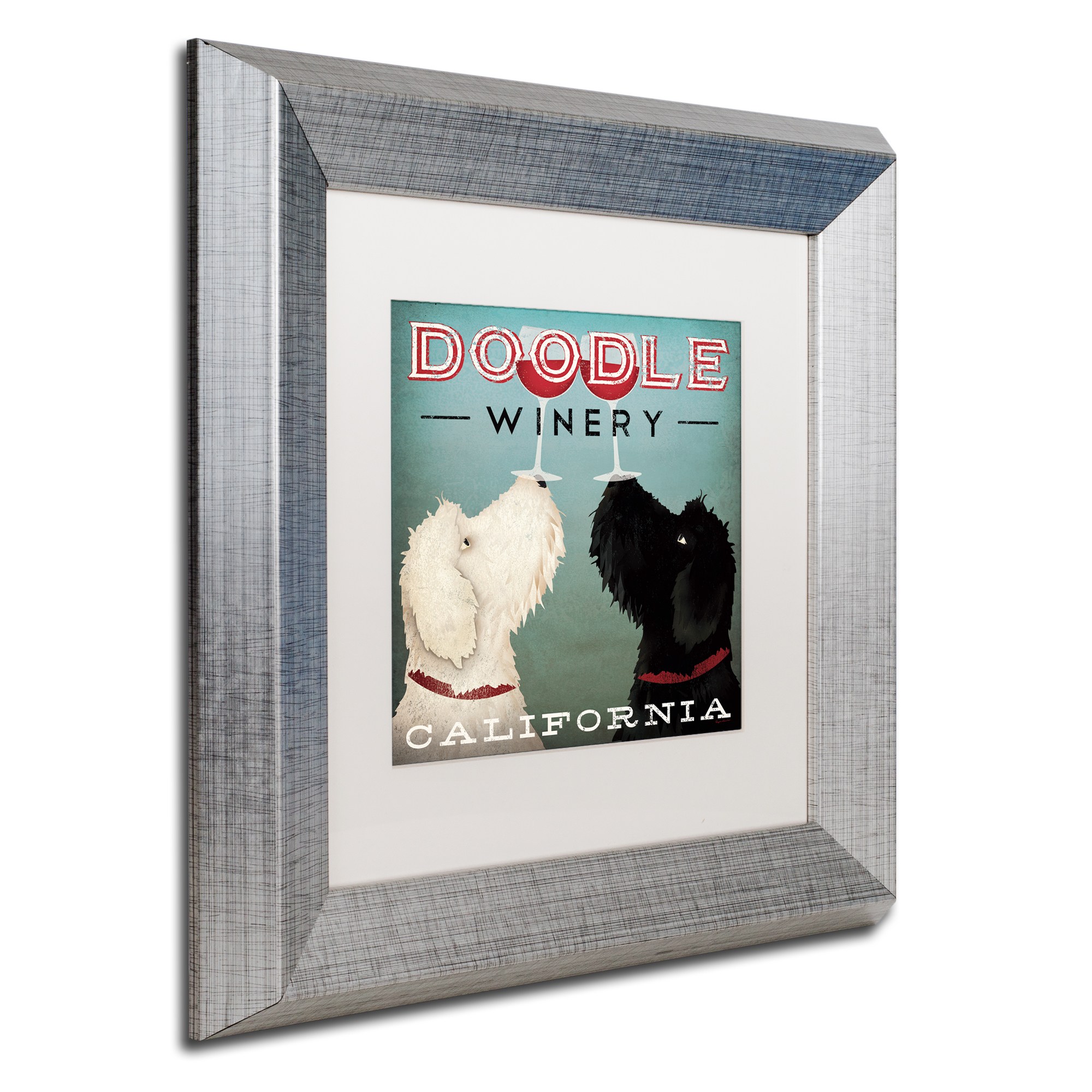 Trademark Fine Art "Doodle Wine" Canvas Art by Ryan Fowler White Matte, Silver Frame
