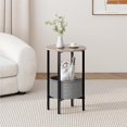 thumbnail image 4 of Round Side Table End Table with Storage Basket, Small Side Table Round Nightstand for Small Spaces, Tall Oval End Table with Steel Frame, Coffee Bedside Table for Living Room Bedroom, Greige, 4 of 5