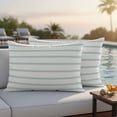 thumbnail image 5 of Pack of 2 Outdoor Pillow Covers 20x12 Inch Waterproof Turquoise Striped Throw Pillow Covers,Decorative Couch Pillow Case Sham Farmhouse Pinstripes Geometric Color Patio Pillowcases Cushion Cover, 5 of 8