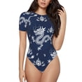 thumbnail image 1 of Balery Dragon Body de cuello redondo de manga corta para mujer Tops de manga corta Tops básicos-Medium, 1 of 7