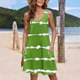 thumbnail image 2 of Women's Hawaiian Fashion Print V Neck Sleeveless Tank Casual Midi Dress Green M, 2 of 7