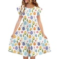 thumbnail image 1 of Vestido de Verano de Manga Corta Impresión de Verano de Niños Vestido de Manga Plisada de Doble Capa para Vestidos de Verano de 5-14 Años de Edad con Mangas Cortas, 1 of 7
