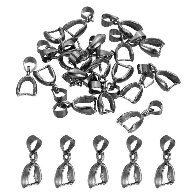 Unique Bargains Pendant Bail Clips, 20Pcs 6x17mm Metal Pendant Connector Clasp Buckle Black