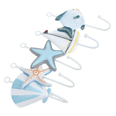 HINTRMENT 5Pcs Fish Shaped Iron Shower Curtain Hooks Enamel Finish Assorted Decoration