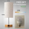 thumbnail image 5 of Bedside Table Lamp Nightstand Lamp with Warm White LED Bulb Desk Light Touch Control USB A Type-C Charging Ports AC Power Sockets 3 Levels Dimmable for Living Room Bedroom Study Room Cafe Shop, 5 of 8