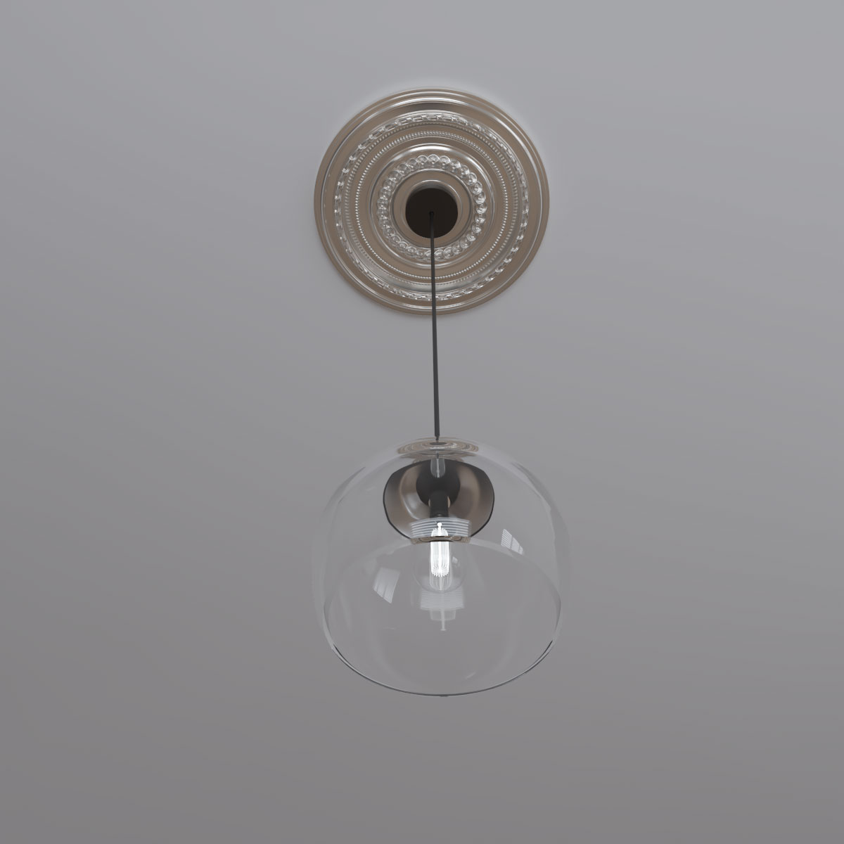 Ekena Millwork 16"OD x 3 1/2"ID x 1"P Cole Thermoformed PVC Ceiling Medallion (Fits Canopies up to 4 1/2"), Bright Coat Chrome