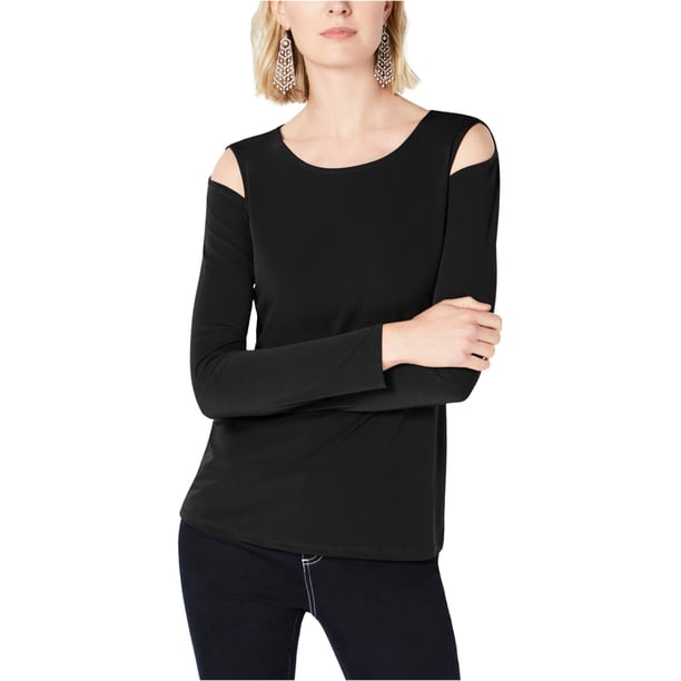 INC Blusa con hombros descubiertos para fiesta en el jardín para mujer, negro, XXL I-N-C Hombro frío