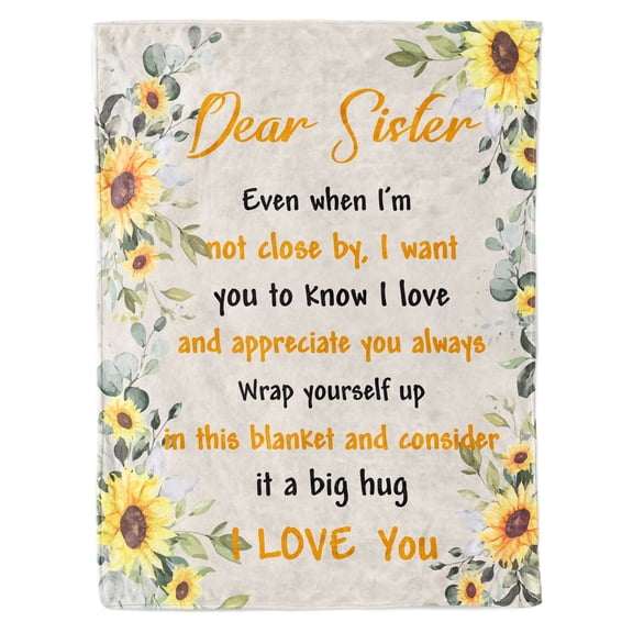 Funnil Sister Gifts Blanket Graduation Birthday Gift for Sisters from Sister My Dear Sister Blanket for Mother's Day, Super Soft Flannel Throw Blankets for Bed Couch 50x60"