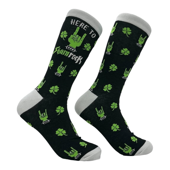 Here to Shamrock Socks Funny Sarcastic St Patricks Day Graphic Novelty Footwear for Men