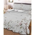 thumbnail image 2 of Vintage Botanical Summer Quilt Set Queen Size,Soft Quilted Bedding Set with 2 Pillow Shams,Spring Floral Botterfly Summer Flower Lightweight All Season Bedspread Coverlet for Bedroom 90"x96", 2 of 6