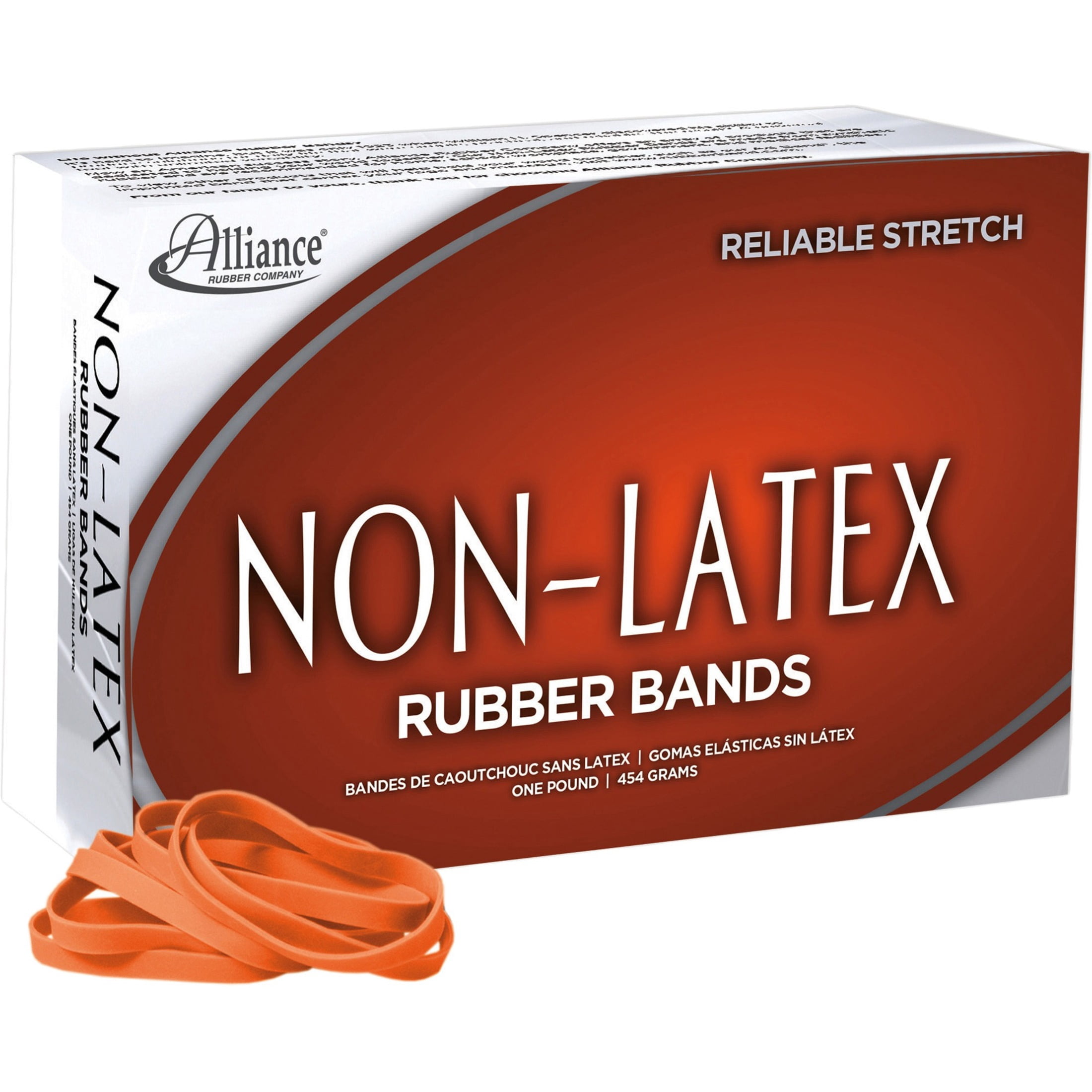 Alliance 37646 Latex-Free Orange Rubber Bands  Size 64  1/4 x 3-1/2  440 per 1-1/4lb Box