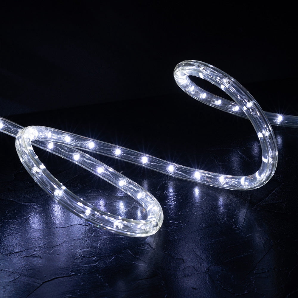 West Ivory - 190LEDS,Cool White 3/8" LED Rope Lights with 8 Lighting Modes Controller, IP65, Linkable