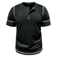 thumbnail image 4 of SWSMCLT Men's Button Henley Shirt Pull On Cotton Elasthane Breathable Spring Regular Fit Tee Comfy Shirt Casual Black 3X-Large, 4 of 5