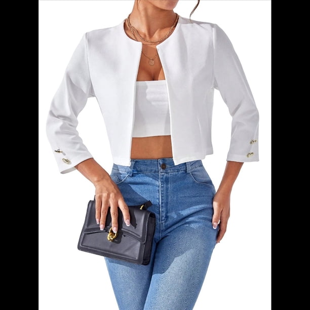 Chaquetas Casuales para Mujer, Chaqueta Corta con Abertura Frontal S