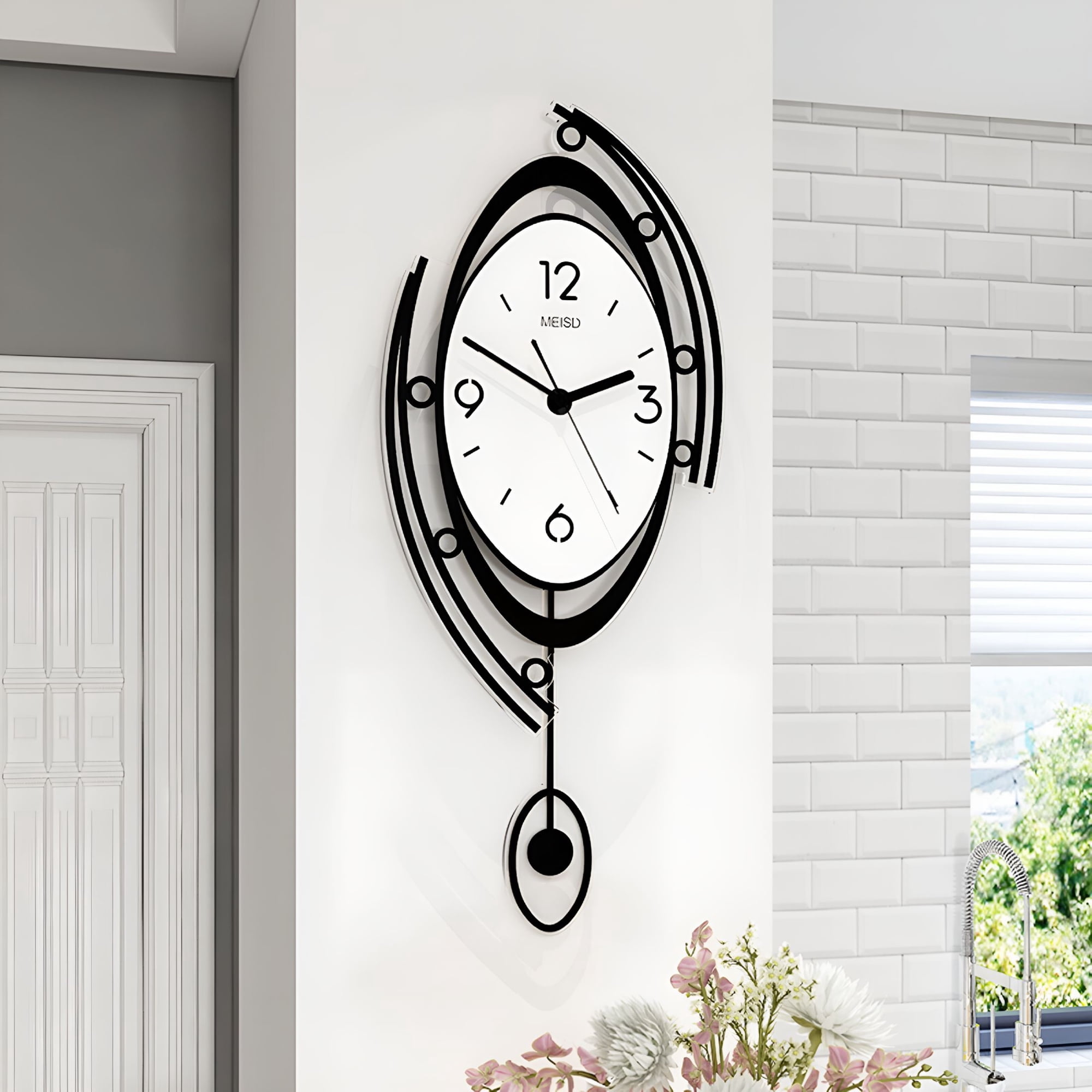 DESIGNICE 2026 New Nordic Large Wall Clock 3 D Creative Clocks Wall Silent Home Decor for Living