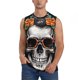 thumbnail image 1 of Balery Flower Horn Skull A Camisetas sin mangas para hombre, absorbe la humedad y protege contra el mal olor.-Large, 1 of 7