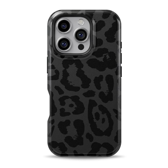 DesignSkinz Scratch-Resistant Hard Slim Case Compatible with iPhone 16 (Compatible with MagSafe) - Trendy Black Cheetah Print