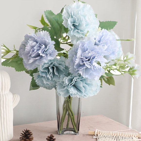 Flowers for Home Elegant Daylight Carnation Bouquet with Lifelike Leaves for Living Room Entrance Idea Home