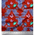 thumbnail image 1 of Soimoi Cotton Cambric Fabric Butterfly & Wildflower Floral Print Sewing Fabric Yard 42 Inch Wide, 1 of 1