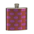 thumbnail image 2 of KuzmarK 6 oz. Stainless Steel Flask Set in Rose Wood Presentation Box -  Purple Peach Polka Dots, 2 of 2