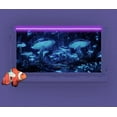 thumbnail image 4 of Blacklight Cyan Mushroom Black Light Aquarium Background UV Reactive Background Starry Sky Moonlight Terrarium Background with 10 EVA Double-Sided Tape, 24X12IN, 4 of 5