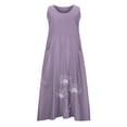 thumbnail image 5 of Diufon Cotton Linen Dresses for Women Crewneck Sleeveless Maxi Dress Printed Plus Size Dress, 5 of 7