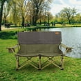 thumbnail image 2 of Gymax Oversized Camping Chair Folding Loveseat Camping Couch w/ Cup Holders & Padding Green, 2 of 10