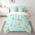 thumbnail image 2 of Castle Fairy Kawaii Elephant Lion Giraffe Bedding Comforter Set 7 Pieces for Boys Girls,Cute Flowers Animal Full Bedding Set Lightweight,Cartoon Woodland Wildlife Fitted Sheet Flat Sheet, 2 of 8