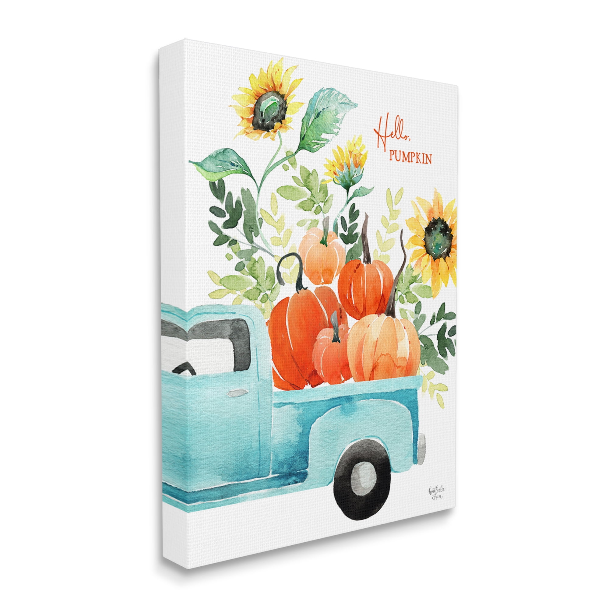 Stupell Industries Hello Pumpkin Autumn Truck Carrying Seasonal Plants Graphic Art Gallery Wrapped Canvas Print Wall Art, Design by Heatherlee Chan