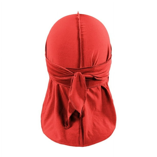 Balec 6 Pack Men's Durag Headwrap Waves Headscarf Bandana Doo Rag Long Tail (Red) Red One Size