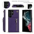 thumbnail image 4 of Decase Zipper Wallet Case for Samsung Galaxy S22 PU Leather Purse Case with Card Slots Kickstand Crossbody Shoulder Strap Magnetic Clasp For Samsung Galaxy S22,Purple, 4 of 8
