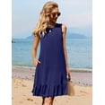 thumbnail image 5 of Zeagoo Sleeveless Dress for Women Swing Summer Casual Solid Tunic Ruffle Dress Cover Up with Pockets, 5 of 6