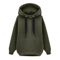 thumbnail image 6 of Yeaiivve Fall Fashion Hoodies for Women Thin Fleece Lined Hooded Sweatshirt Side Split Casual Y2K Pullover Hoodie Army Green XL, 6 of 8