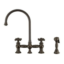 Whitehaus Collection WHKBTCR3-9101-NT-ORB Bridge Faucet with Gooseneck Swivel Spout - Oil Rubbed Bronze