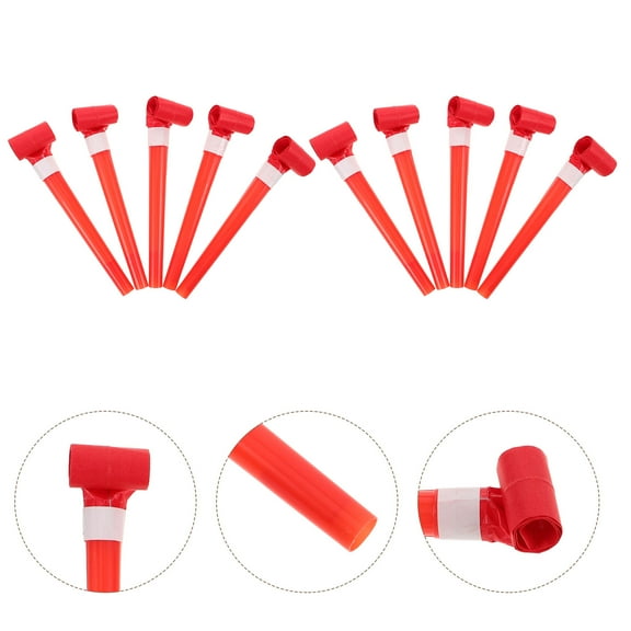 OULII 70Pcs Red Party Whistles Lightweight Blowouts for Birthday and New Years Festive Use