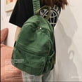 thumbnail image 1 of Canvas Backpack Bags Large Capacity Zipper Closure Daypack Large Capacity Canvas Solid Color Schoolbag Causal Handbag Students Tote Shoulder Bag Green, 1 of 1