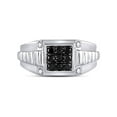 thumbnail image 2 of Diamond Princess 10kt White Gold Mens Round Black Color Enhanced Diamond Square Ring 1/2 Cttw, 2 of 4