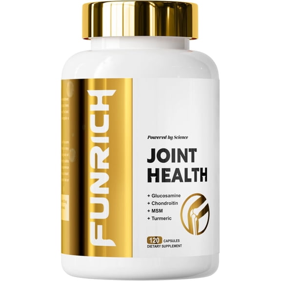 FUNRICH Joint Health Supplement, Glucosamine Chondroitin MSM, Turmeric, 120 Capsules
