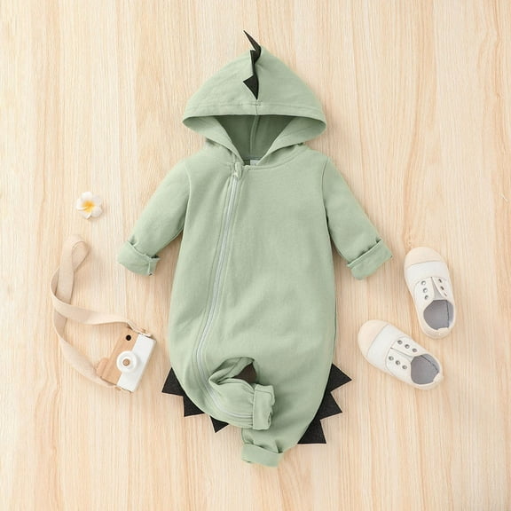 QISIWOLE Toddler Kids Baby Autumn Dinosaur Shape Romper Long Sleeve Jumpsuit Sales !