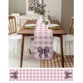 thumbnail image 3 of Checkered Bow Table Runner 72 Inches, Butterfly Tie Pink Black Leopard Print Bed Runner Dresser Scarves Tabletop for Indoor Outdoor Parties/Ceremony/Banquet, 13" x 72", 3 of 8